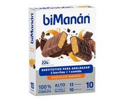 Bimanán Beslim Barritas Chocolate Negro y Naranja 10 Unidades