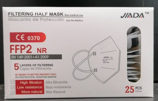 Mascarillas FFP2  5 capas de filtración color negro 25 unidades individuales