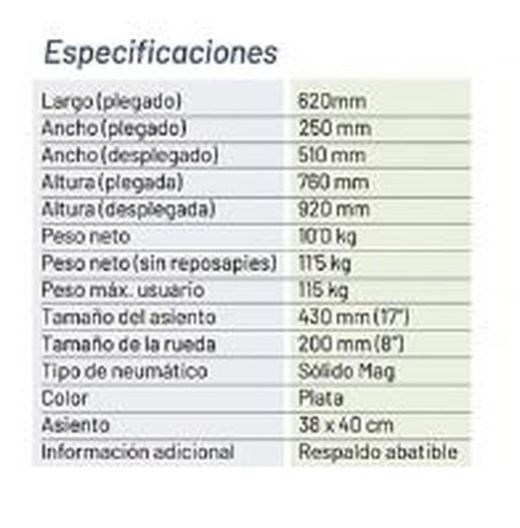 Fauteuil roulant en aluminium Transito Prim. Largeur d'assise 43 cm